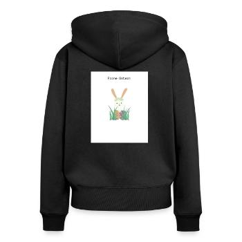 Frohe Ostern - Frauen Premium Bio Zip Hoodie - Schwarz - Hinten - Julia (174cm)
