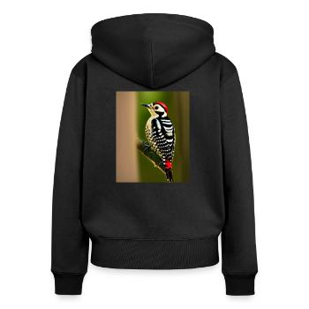 Pfahlspecht rothaarig coole Comic-Zeichnung - Frauen Premium Bio Zip Hoodie - Schwarz - Hinten - Julia (174cm)