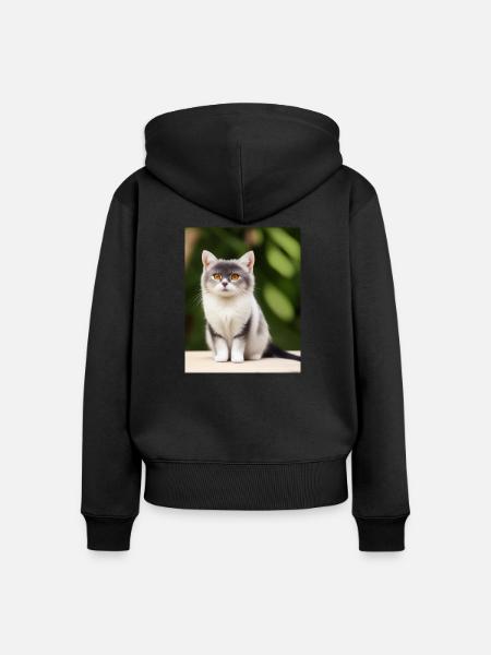 Weiße Perserkatze - Frauen Premium Bio Zip Hoodie - Schwarz