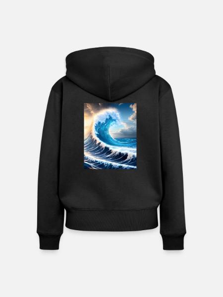 Big Wave #001 - Frauen Premium Bio Zip Hoodie - Schwarz