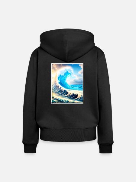 Perfect Wave #002f - Frauen Premium Bio Zip Hoodie - Schwarz
