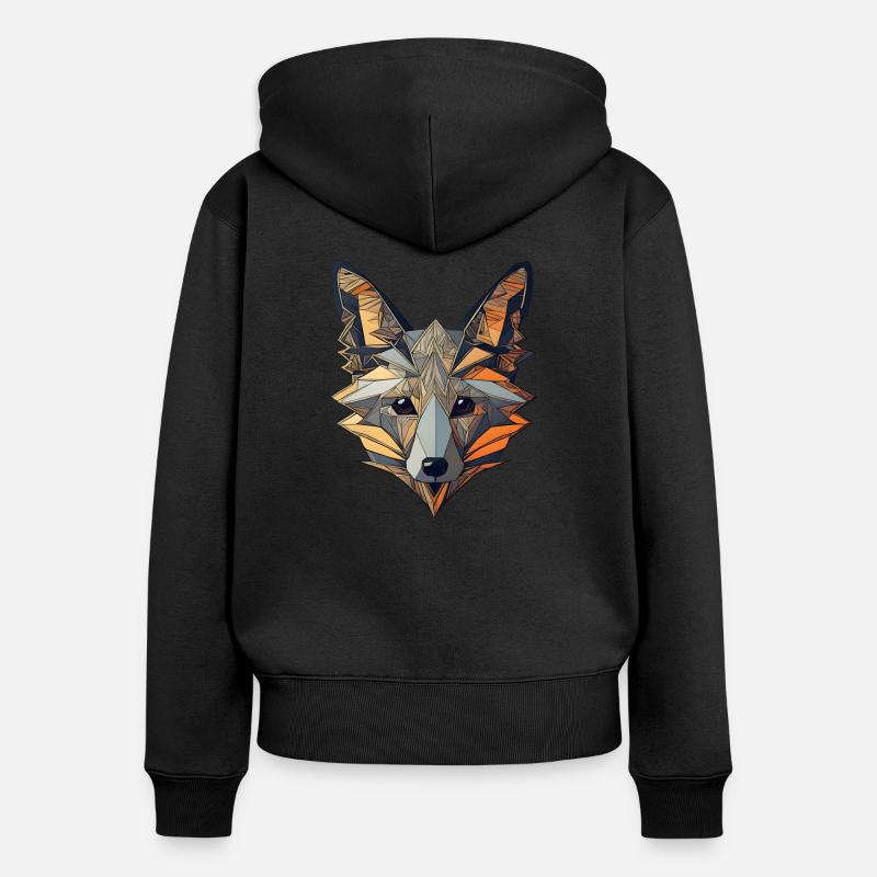 Art abstrait Fox - Sweat à capuche zippé Premium bio Femme - noir