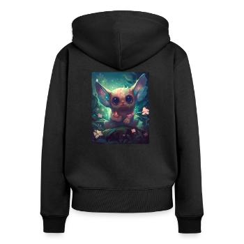 Cute Creature 01 - Frauen Premium Bio Zip Hoodie - Schwarz - Hinten - Julia (174cm)