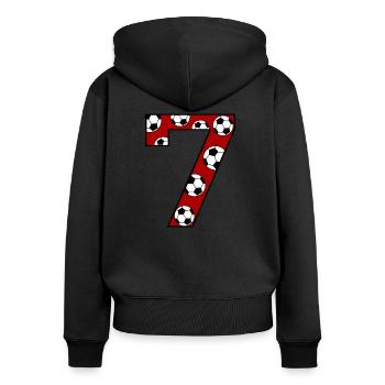 7. Geburtstag Fußball rot - Frauen Premium Bio Zip Hoodie - Schwarz - Hinten - Julia (174cm)