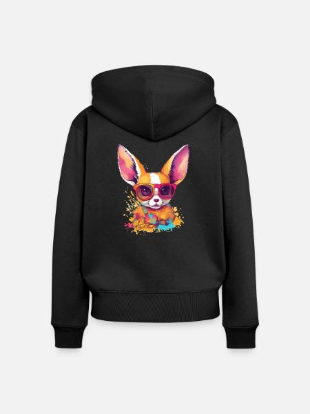Ali der Fennek - Frauen Premium Bio Zip Hoodie - Schwarz