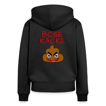 BÖSE KACKE - Frauen Premium Bio Zip Hoodie - Schwarz - Hinten - Julia (174cm)