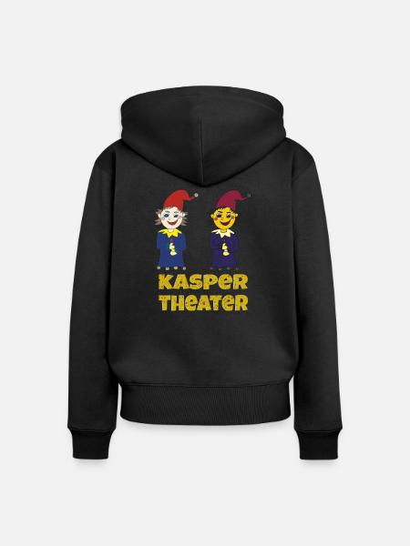 kaspertheater doppelt - Frauen Premium Bio Zip Hoodie - Schwarz