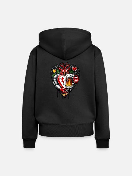 Ich liebe Bier - Frauen Premium Bio Zip Hoodie - Schwarz