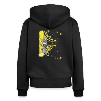 Zauberer - Frauen Premium Bio Zip Hoodie - Schwarz - Hinten - Julia (174cm)