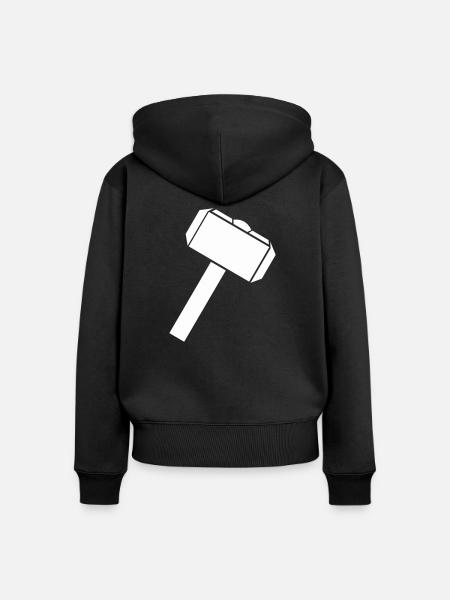 hammer 01 - Frauen Premium Bio Zip Hoodie - Schwarz