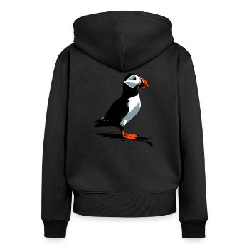 Macareux - Sweat à capuche zippé Premium bio Femme - noir - Dos - Julia (174cm)