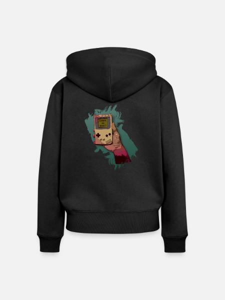 go back - Frauen Premium Bio Zip Hoodie - Schwarz