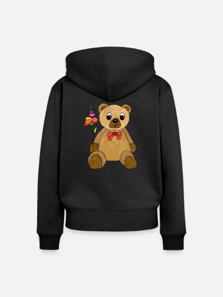 Teddybär - Frauen Premium Bio Zip Hoodie - Schwarz