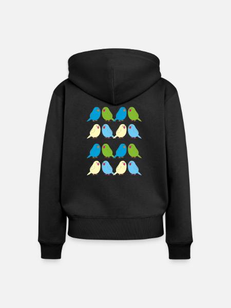 wellesittiche bunt - Frauen Premium Bio Zip Hoodie - Schwarz