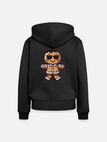 lebkuchenmann sonnenbrille - Frauen Premium Bio Zip Hoodie - Schwarz