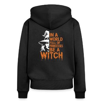 Statement für moderne Hexen - Frauen Premium Bio Zip Hoodie - Schwarz - Hinten - Julia (174cm)