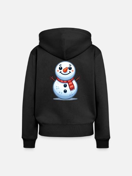 Snowman Schneemann - Frauen Premium Bio Zip Hoodie - Schwarz