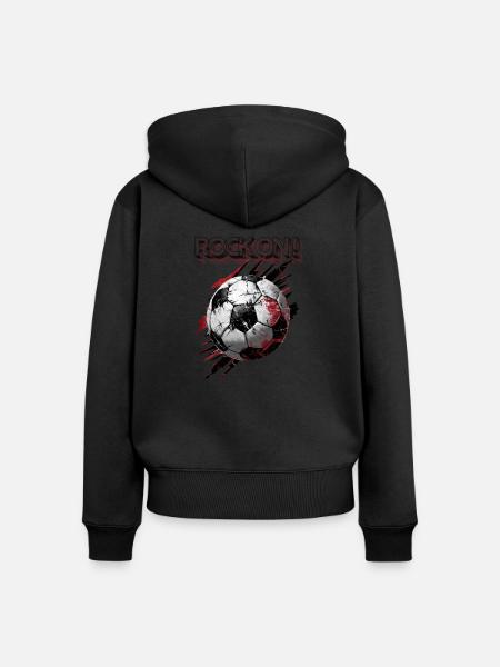 Fussball - rock on ! - Frauen Premium Bio Zip Hoodie - Schwarz