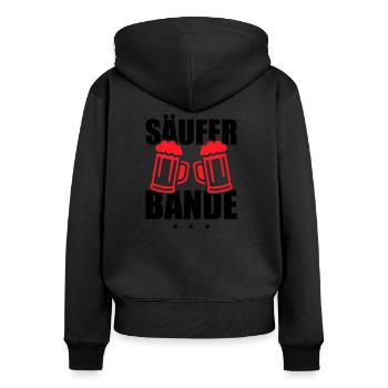 Säufer Bande - Frauen Premium Bio Zip Hoodie - Schwarz - Hinten - Julia (174cm)