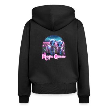 Zwei süße Ponys - Magic Queen - Frauen Premium Bio Zip Hoodie - Schwarz - Hinten - Julia (174cm)