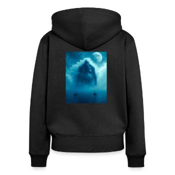 Umibōzu, japanischer Meeresgeist der pazifischen Folklore - Frauen Premium Bio Zip Hoodie - Schwarz - Hinten - Julia (174cm)