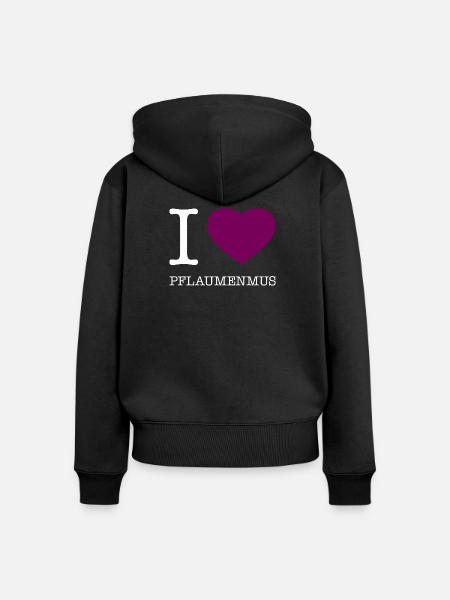 I love Pflaumenmus - Frauen Premium Bio Zip Hoodie - Schwarz