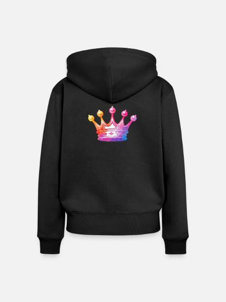 Wasserfarbene Kronenkunst - Frauen Premium Bio Zip Hoodie - Schwarz