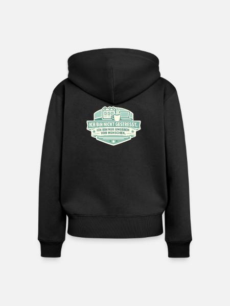 Nicht gestresst Umgeben von Menschen - Frauen Premium Bio Zip Hoodie - Schwarz