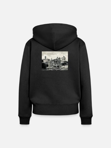 Sepia Rom: Kolosseum und Platz - Frauen Premium Bio Zip Hoodie - Schwarz