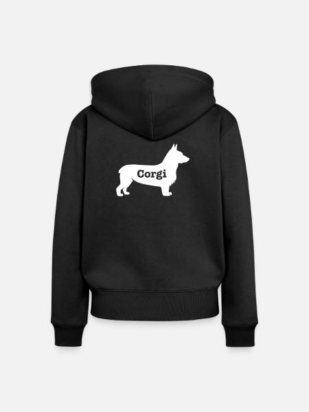 Corgi - Frauen Premium Bio Zip Hoodie - Schwarz