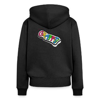 Graffiti lettrage effet 3d - Sweat à capuche zippé Premium bio Femme - noir - Dos - Julia (174cm)