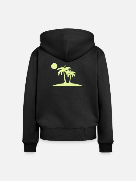 Palmeninsel am Sonnenkreis - Frauen Premium Bio Zip Hoodie - Schwarz
