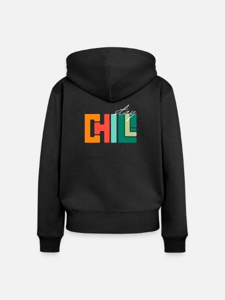 Bleib cool - Frauen Premium Bio Zip Hoodie - Schwarz