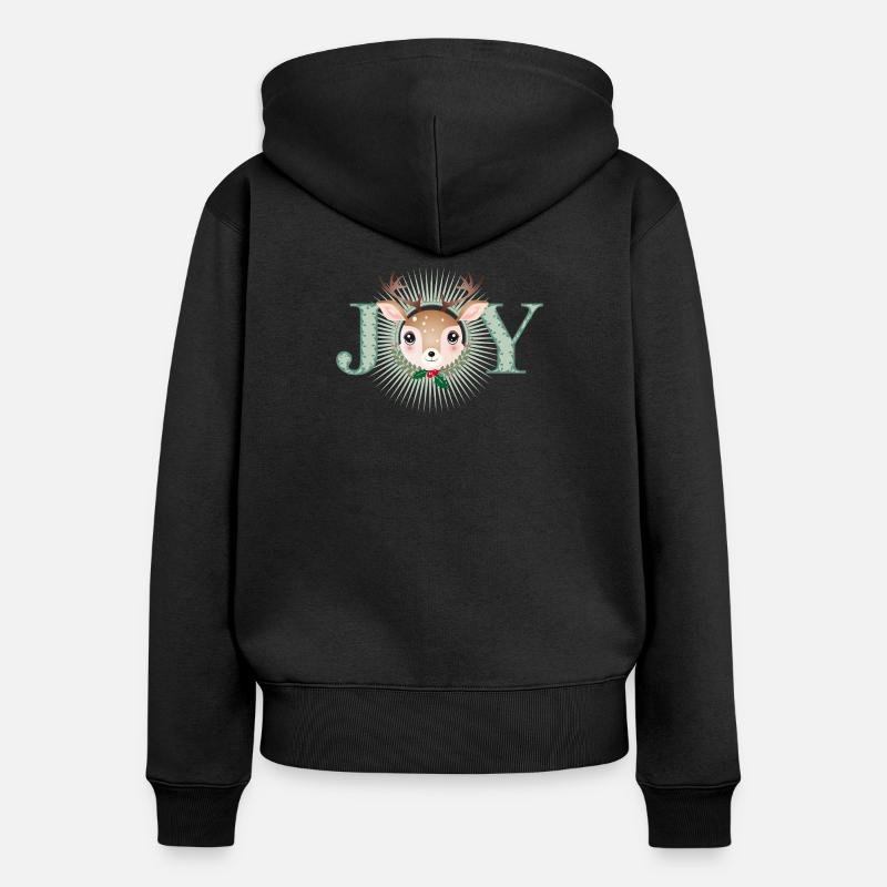 mignon petit cerf dans le cadre de la joie - Sweat à capuche zippé Premium bio Femme - noir