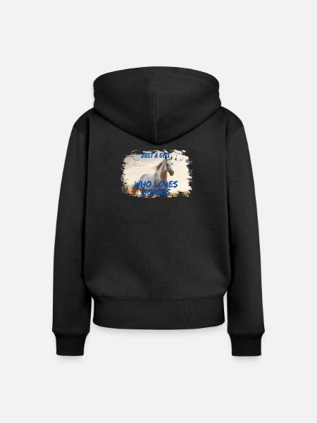 Liebe zu Pferden - Frauen Premium Bio Zip Hoodie - Schwarz