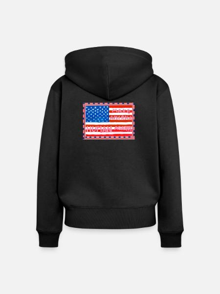 MAKE_AMERICA_HUMAN_AGAIN-_A5 - Frauen Premium Bio Zip Hoodie - Schwarz