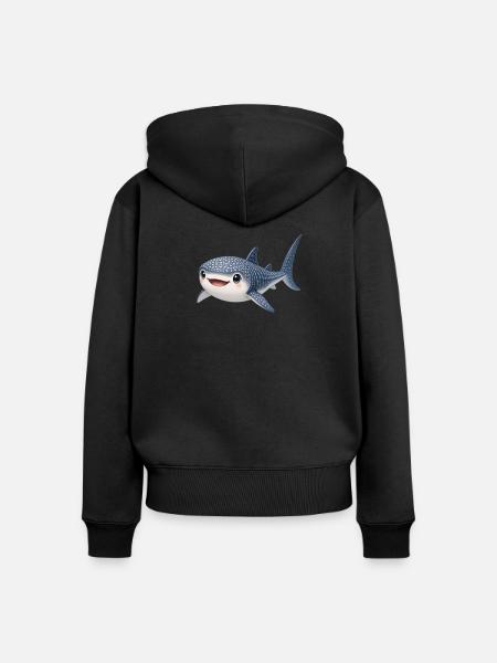 Walhai  - Frauen Premium Bio Zip Hoodie - Schwarz
