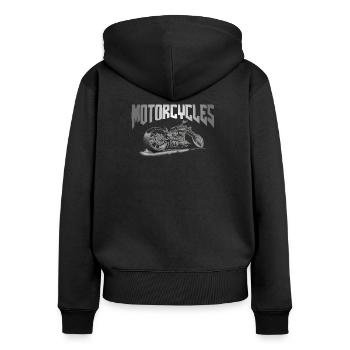 Motorcycles Chopper Custombike - Frauen Premium Bio Zip Hoodie - Schwarz - Hinten - Julia (174cm)