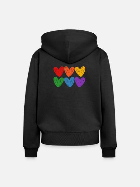 LGBTQIA-Regenbogenherzen - Frauen Premium Bio Zip Hoodie - Schwarz