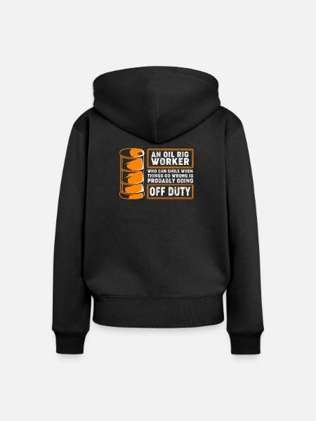 Bohrinsel Ölfeld - Frauen Premium Bio Zip Hoodie - Schwarz