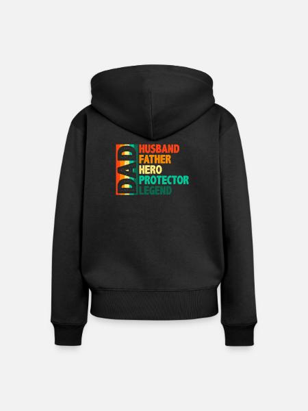 DAD: Held Beschützer Legende - Frauen Premium Bio Zip Hoodie - Schwarz