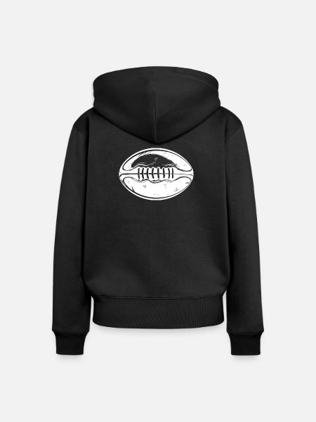 Rugbyball Zeichnung - Frauen Premium Bio Zip Hoodie - Schwarz