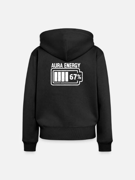 Aura-Energie 67 % - Frauen Premium Bio Zip Hoodie - Schwarz