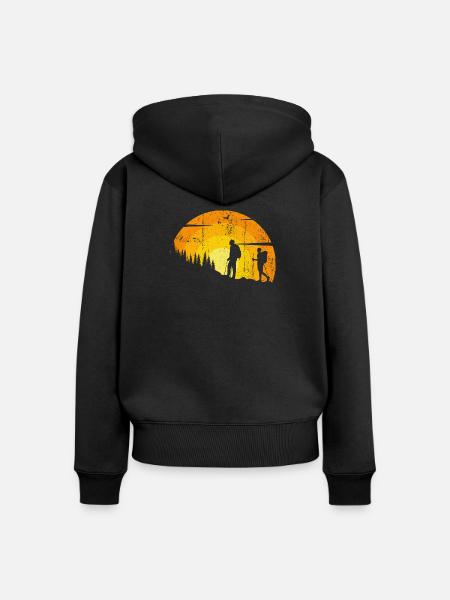 Silhouetten des Sunset Trail - Frauen Premium Bio Zip Hoodie - Schwarz