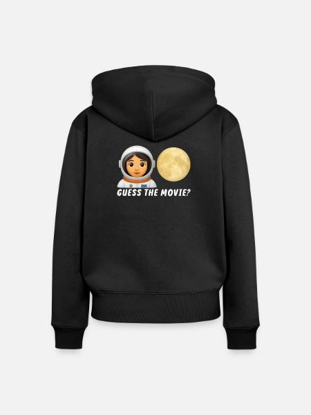 Weltraum-Explorer mit Mondbild - Frauen Premium Bio Zip Hoodie - Schwarz