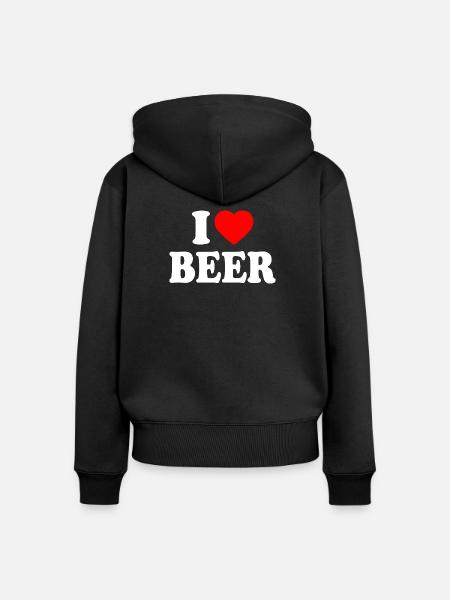 I Love Beer - Frauen Premium Bio Zip Hoodie - Schwarz