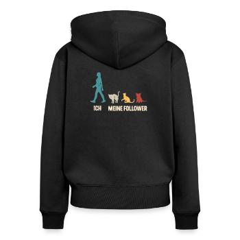 Ich Meine Follower Katzen - Frauen Premium Bio Zip Hoodie - Schwarz - Hinten - Julia (174cm)