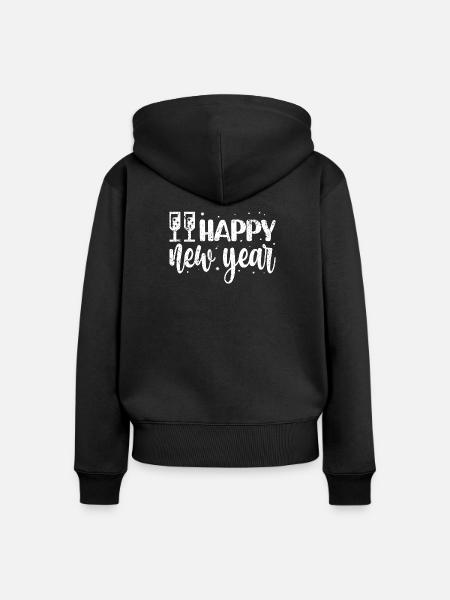 Neujahrsfestliches Skript & Schneeflocken - Frauen Premium Bio Zip Hoodie - Schwarz