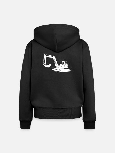 Baggerfahrer Silhouette - Baugeräteführer - Frauen Premium Bio Zip Hoodie - Schwarz