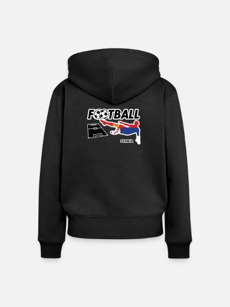 Fußball Fieber Serbien - Frauen Premium Bio Zip Hoodie - Schwarz